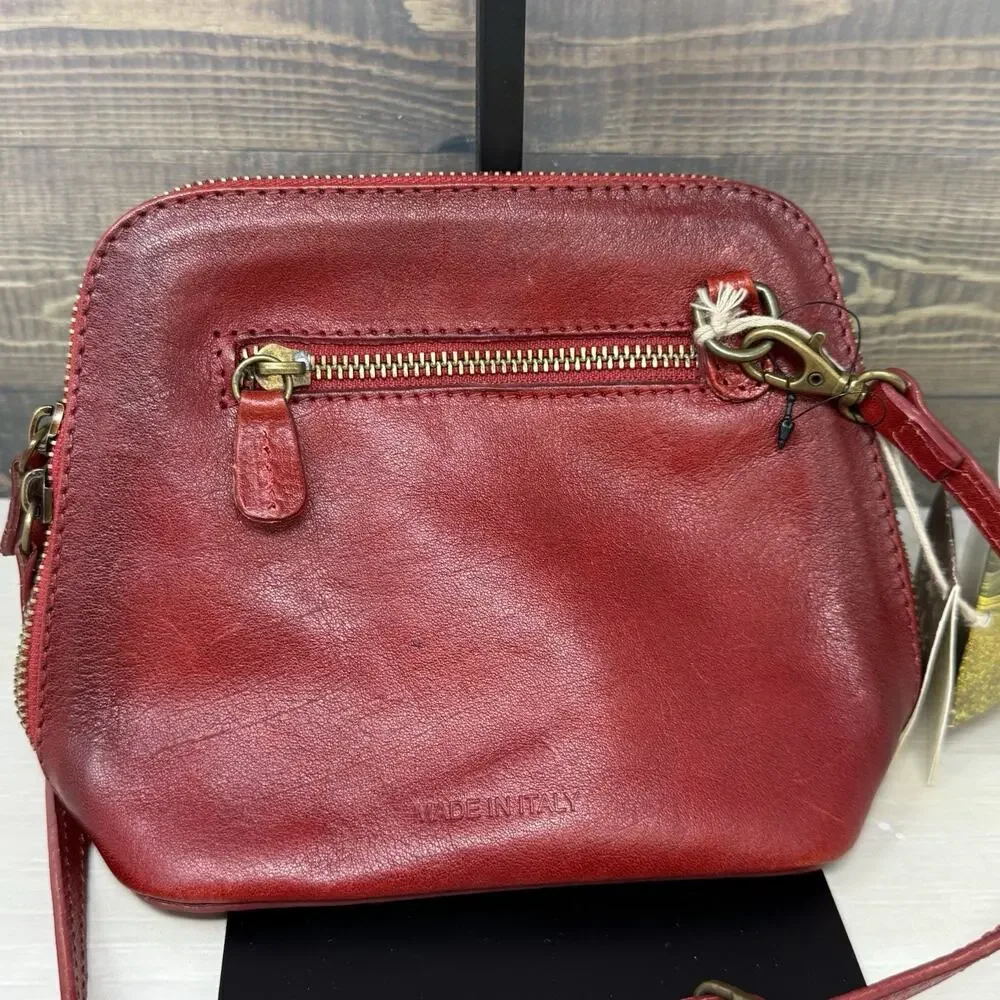 Pratesi Firenze Red Leather Crossbody Purse Handbag Made In Italy New